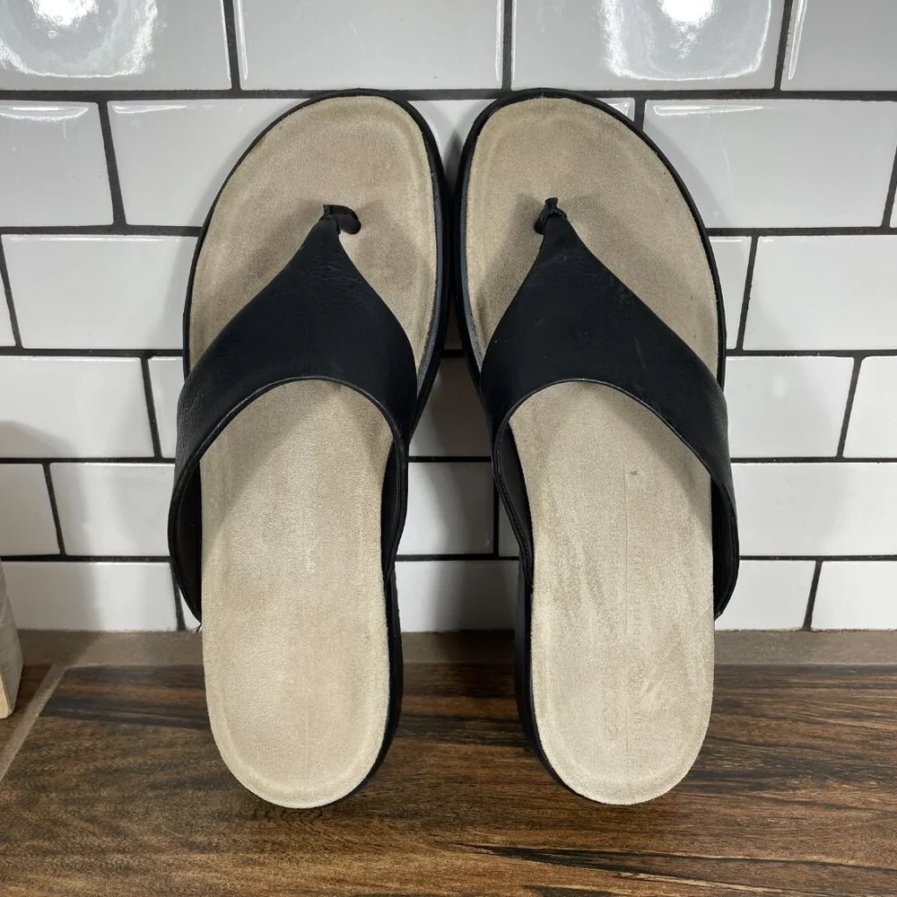 Ecco Corksphere Womens Size EU 39 Shoes Black Leather Platform Thong Sandal_8